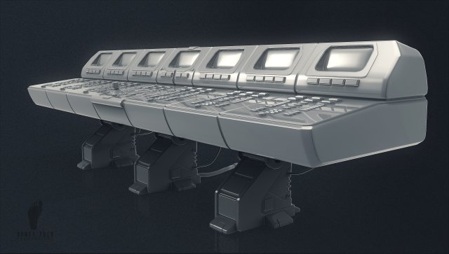 3d scifi computer control station - high poly 3D Model .c4d .max .obj .3ds .fbx .stl .blend 
