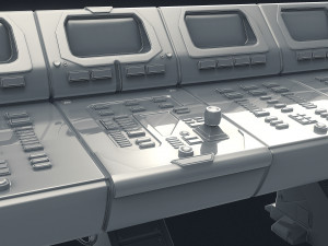3d scifi computer control station - high poly 3D Model