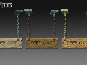 3d keep out signs - game ready 3D Model