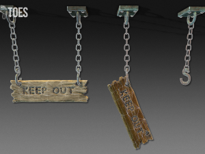 3d keep out signs - game ready 3D Model