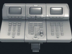 3d scifi computer workstation - high poly 3D Model