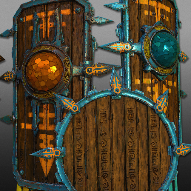 3d aztec shields - game ready Modèle 3D .c4d .max .obj .3ds .fbx .stl .blend 