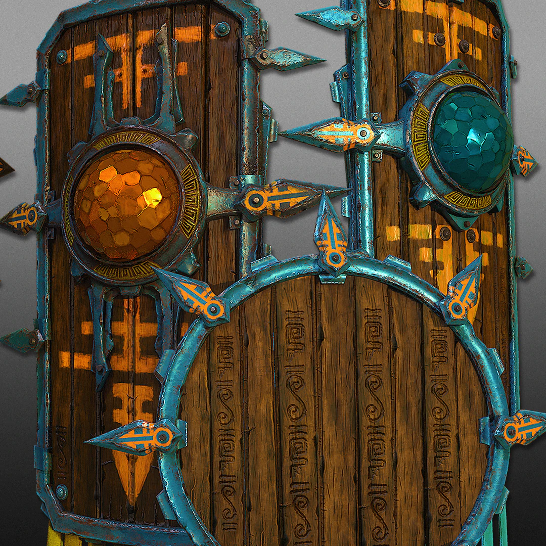 3d aztec shields - game ready 3D Model .c4d .max .obj .3ds .fbx .stl .blend