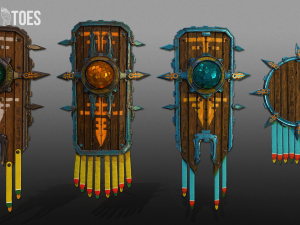 3d aztec shields - game ready Modèle 3D