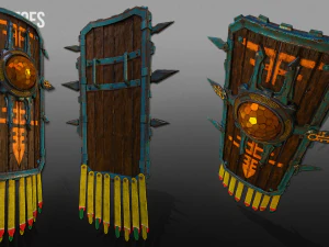 3d aztec shields - game ready 3D Model