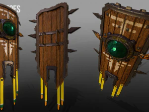 3d aztec shields - game ready 3D Model
