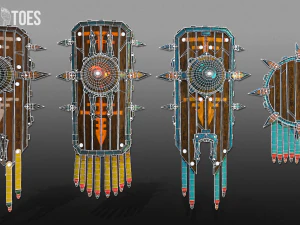 3d aztec shields - game ready 3D Model