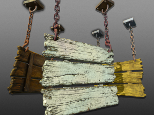 3-tier hanging signs - game ready 3D Model