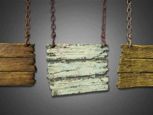 3-स्तरीय हैंगिंग साइन - गेम तैयार 3D मॉडल