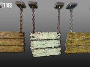 3-tier hanging signs - game ready 3D Model
