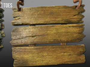 3-स्तरीय हैंगिंग साइन - गेम तैयार 3D मॉडल