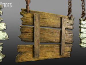 3-स्तरीय हैंगिंग साइन - गेम तैयार 3D मॉडल