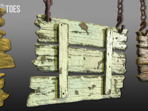 3-tier hanging signs - game ready 3D Model