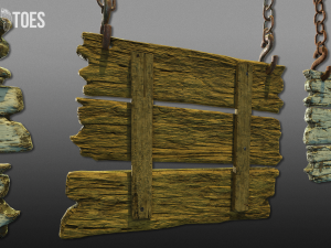 3-tier hanging signs - game ready 3D Model