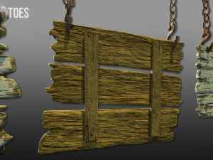 3-स्तरीय हैंगिंग साइन - गेम तैयार 3D मॉडल