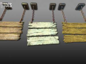 3-tier hanging signs - game ready 3D Model
