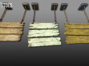 3-स्तरीय हैंगिंग साइन - गेम तैयार 3D मॉडल