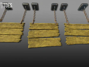 3-स्तरीय हैंगिंग साइन - गेम तैयार 3D मॉडल