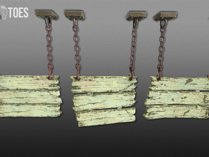 3-tier hanging signs - game ready 3D Model