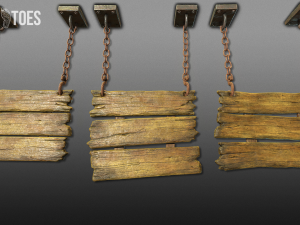 3-tier hanging signs - game ready 3D Model