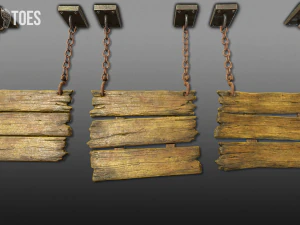 3-स्तरीय हैंगिंग साइन - गेम तैयार 3D मॉडल