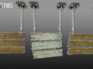 3-tier hanging signs - game ready 3D Model