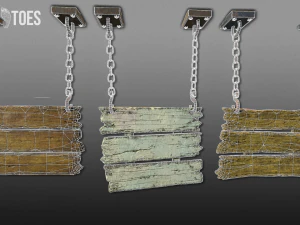 3-स्तरीय हैंगिंग साइन - गेम तैयार 3D मॉडल