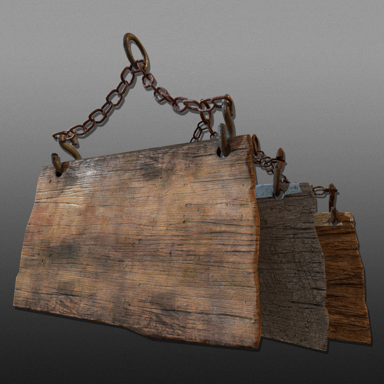 3d hanging wooden signs - game ready 3D Model .c4d .max .obj .3ds .fbx .stl .blend 