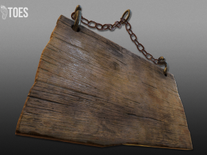 3d hanging wooden signs - game ready Model 3D