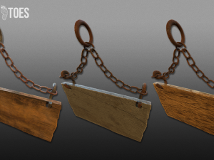 3d hanging wooden signs - game ready Model 3D