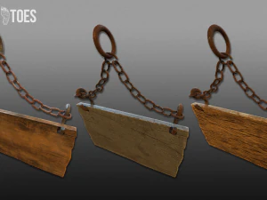 3d hanging wooden signs - game ready 3D Model