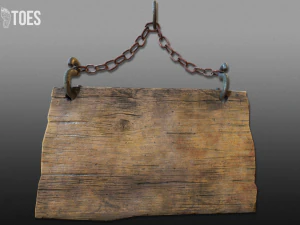 3d hanging wooden signs - game ready 3D Model