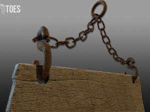 3d hanging wooden signs - game ready Model 3D