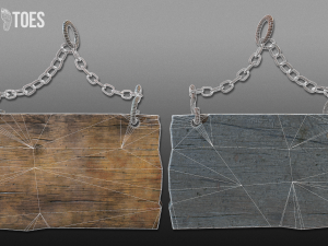 3d hanging wooden signs - game ready Model 3D