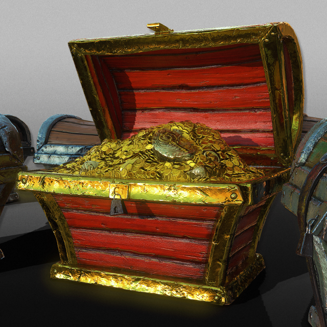 wooden treasure chests - game ready 3D Model .c4d .max .obj .3ds .fbx .stl .blend 