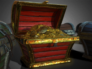 wooden treasure chests - game ready 3D Model