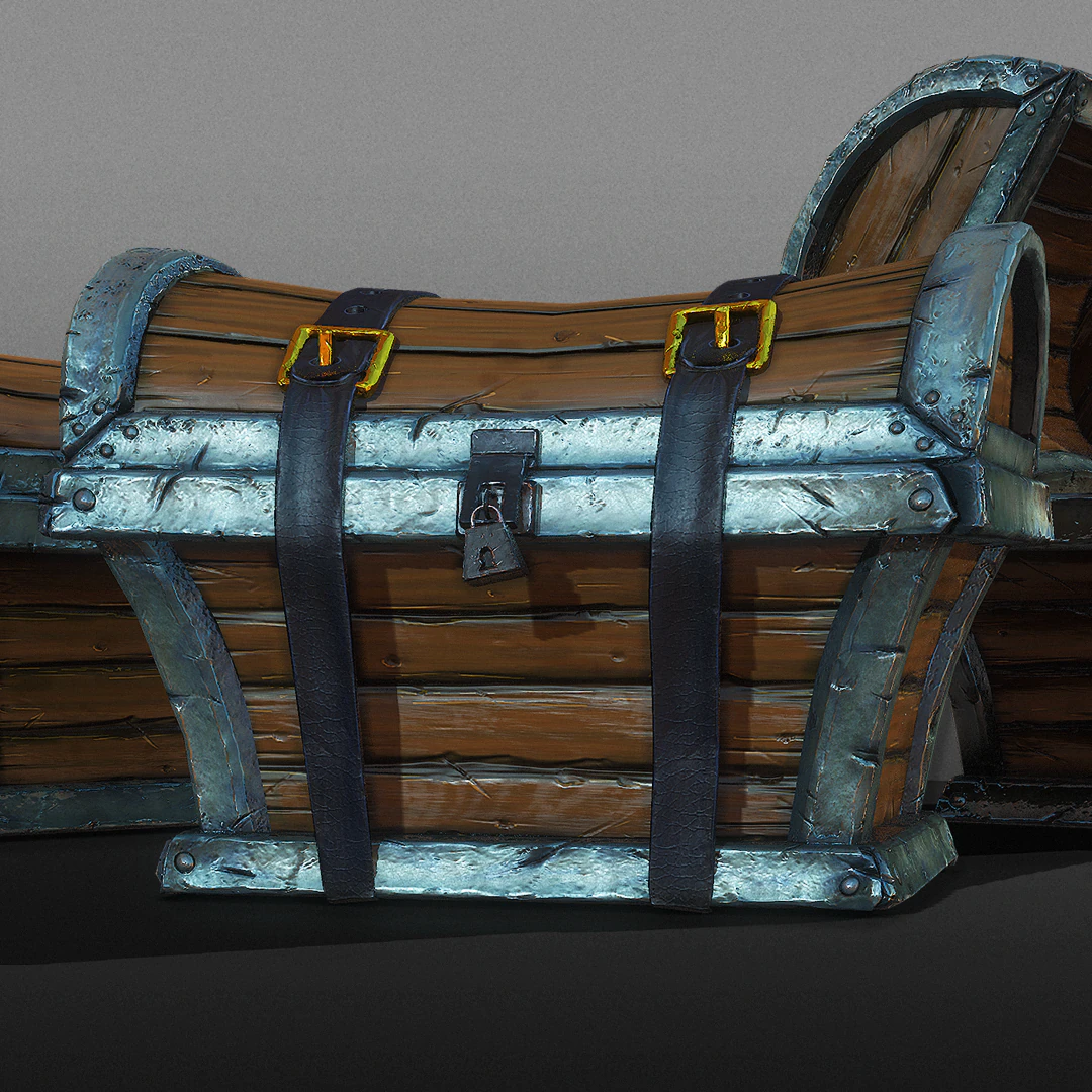 treasure chest trunk - game ready 3D Model .c4d .max .obj .3ds .fbx .stl .blend 
