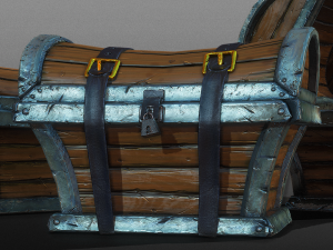 treasure chest trunk - game ready Modello 3D