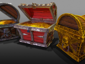 3d pirate chests - game ready 3D Model