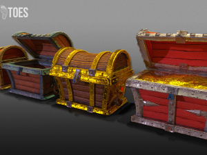 3d pirate chests - game ready 3D Model