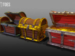 3d pirate chests - game ready 3D Model