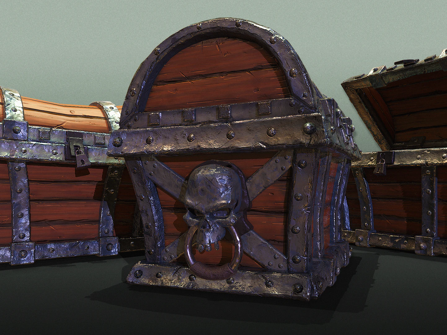 skeleton treasure chest - game ready 3D Model .c4d .max .obj .3ds .fbx .stl .blend 