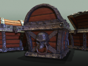 skeleton treasure chest - game ready Modello 3D
