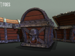 skeleton treasure chest - game ready Modelo 3D