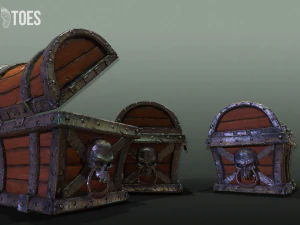 skeleton treasure chest - game ready 3D Model