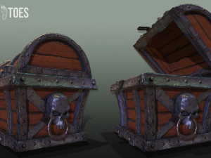 skeleton treasure chest - game ready Modelo 3D