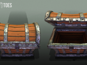 skeleton treasure chest - game ready Modelo 3D