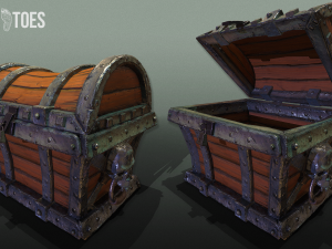 skeleton treasure chest - game ready Modelo 3D