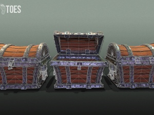 skeleton treasure chest - game ready Modelo 3D