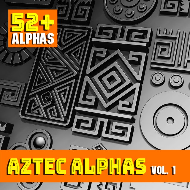 Aztec Alphas Brushes Volume 1 Texturas CG .c4d .max .obj .3ds .fbx .stl .blend 